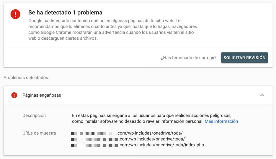 Ataque sitio web - detectado problema